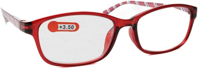 Daiso Square Stripe Reading Glasses +3.5 Magnification - Red - Image 3